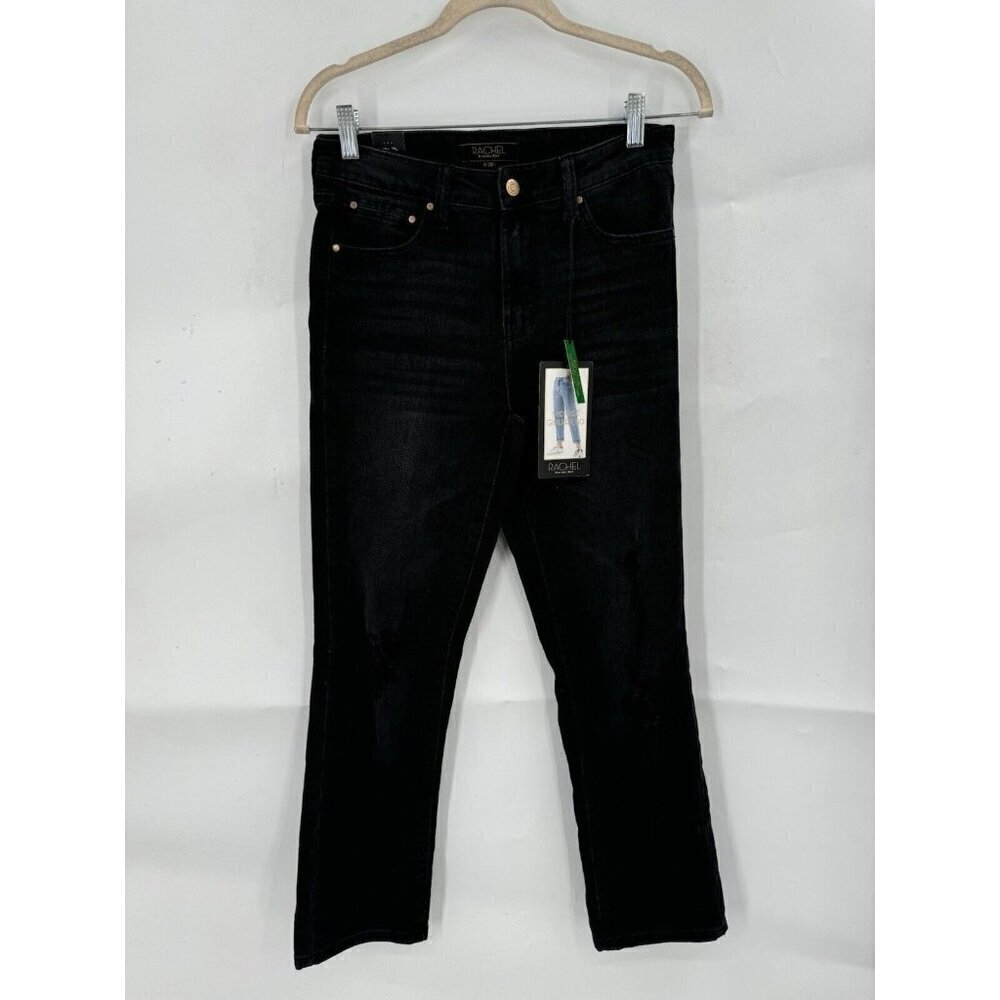 Rachel Roy Jeans Women 6/28 Kindness Mid Rise Girlfriend Black Denim‎ NEW Preppy